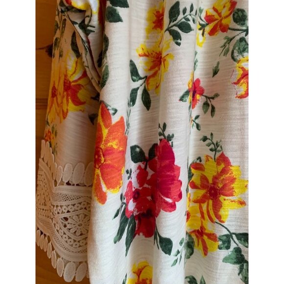 Women Within Floral Cottage Core Beachy Lace Sleeve Tunic Dress 2X Cotton/Polyes - Picture 10 of 16